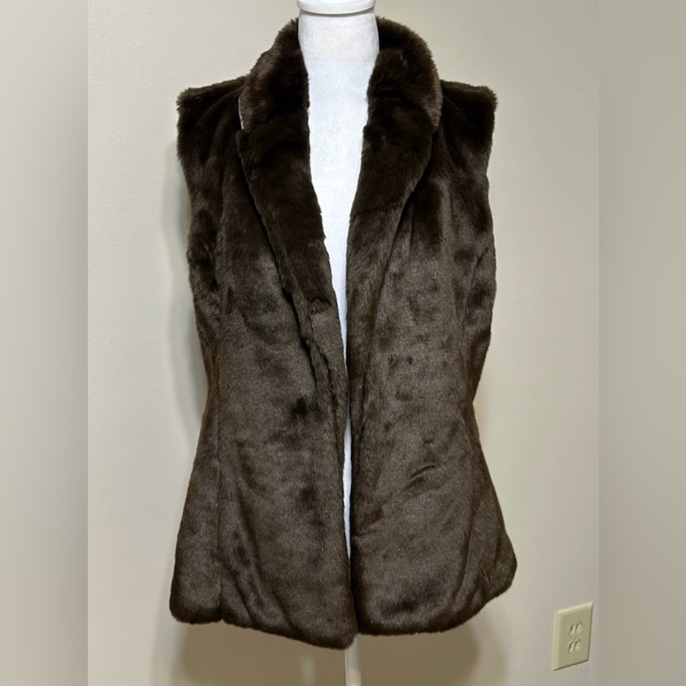 Merona Soft Brown Faux Fur Lined Vest Jacket Size L